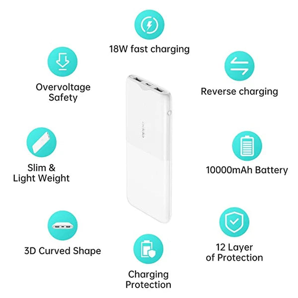 Buy OPPO 10000mAh 18W Power Bank White from Vmart in Pakistan