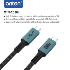 Buy Onten CC203 USB4 and Thunderbolt 4 Data Charging Cable 2m from Vmart in Pakistan