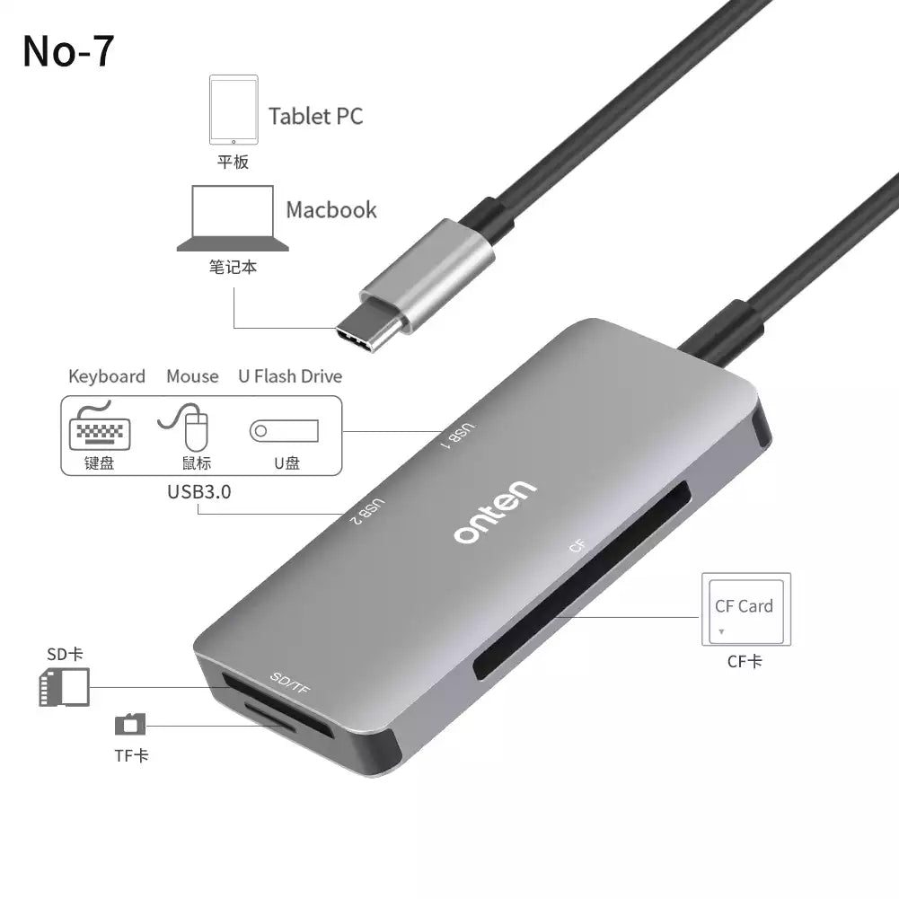 Buy Onten OTN-91182 Type C Multi-function Card Reader from Vmart in Pakistan