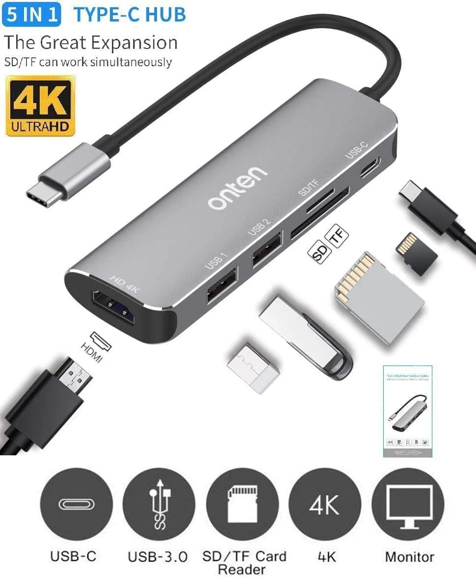 Buy Onten OTN-95116 5 in 1 Type-C Multi Function Dock Station from Vmart in Pakistan