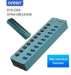 Buy Onten 5308 USB 3.2 Gen 1 10-port Hub With Separate Buttons from Vmart in Pakistan