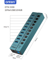 Buy Onten 5308 USB 3.2 Gen 1 10-port Hub With Separate Buttons from Vmart in Pakistan