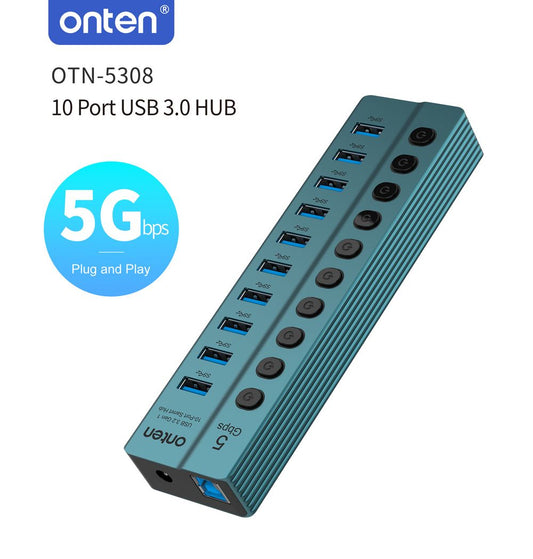 Buy Onten 5308 USB 3.2 Gen 1 10-port Hub With Separate Buttons from Vmart in Pakistan