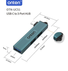 Buy Onten UC51 USB-C to 3 USB-A Ports Hub from Vmart in Pakistan