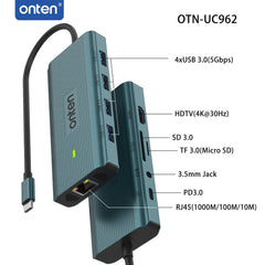 Buy Onten UC962 10 in 1 USB-C Multi-function Docking Station from Vmart in Pakistan