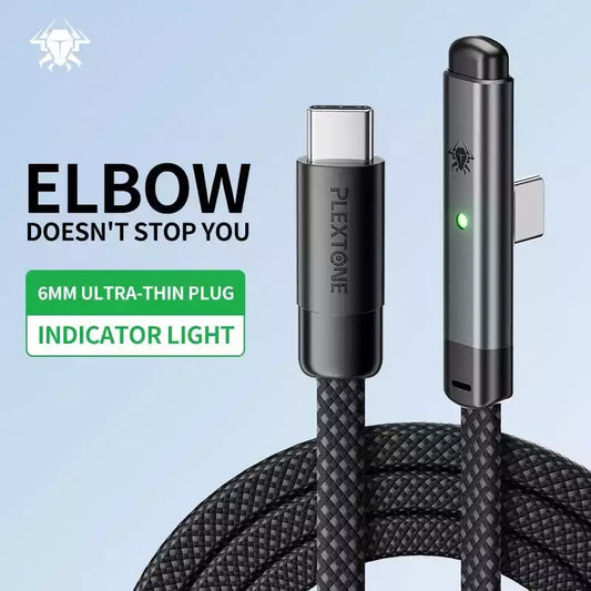 Buy Plextone C2C T100 Type C To Type C 66W Elbow Gaming Smart LED Charge Cable 1m from Vmart in Pakistan