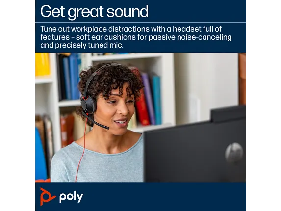 Buy Poly Blackwire 5210 Monaural USB-C Headset +3.5mm Plug +USB-C/A Adapter Vmart in Pakistan