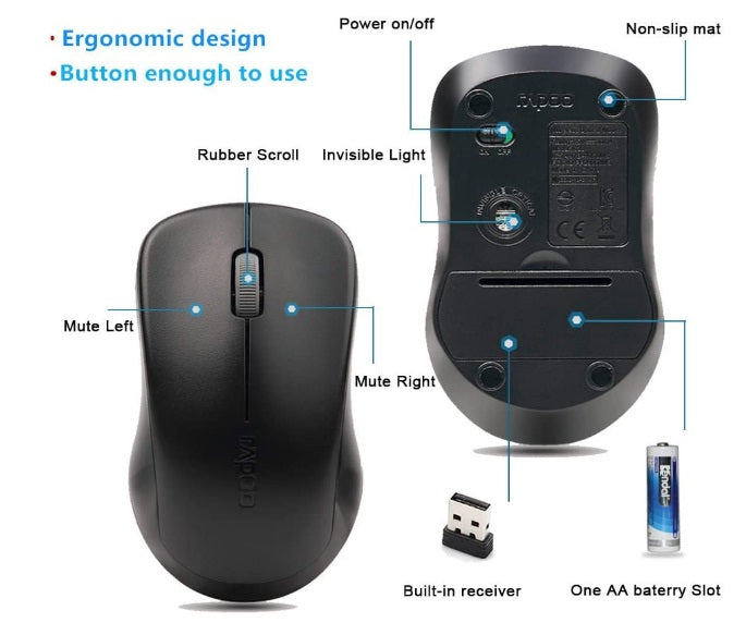 Buy Rapoo 1680 Silent Optical Wireless Mouse from Vmart in Pakistan