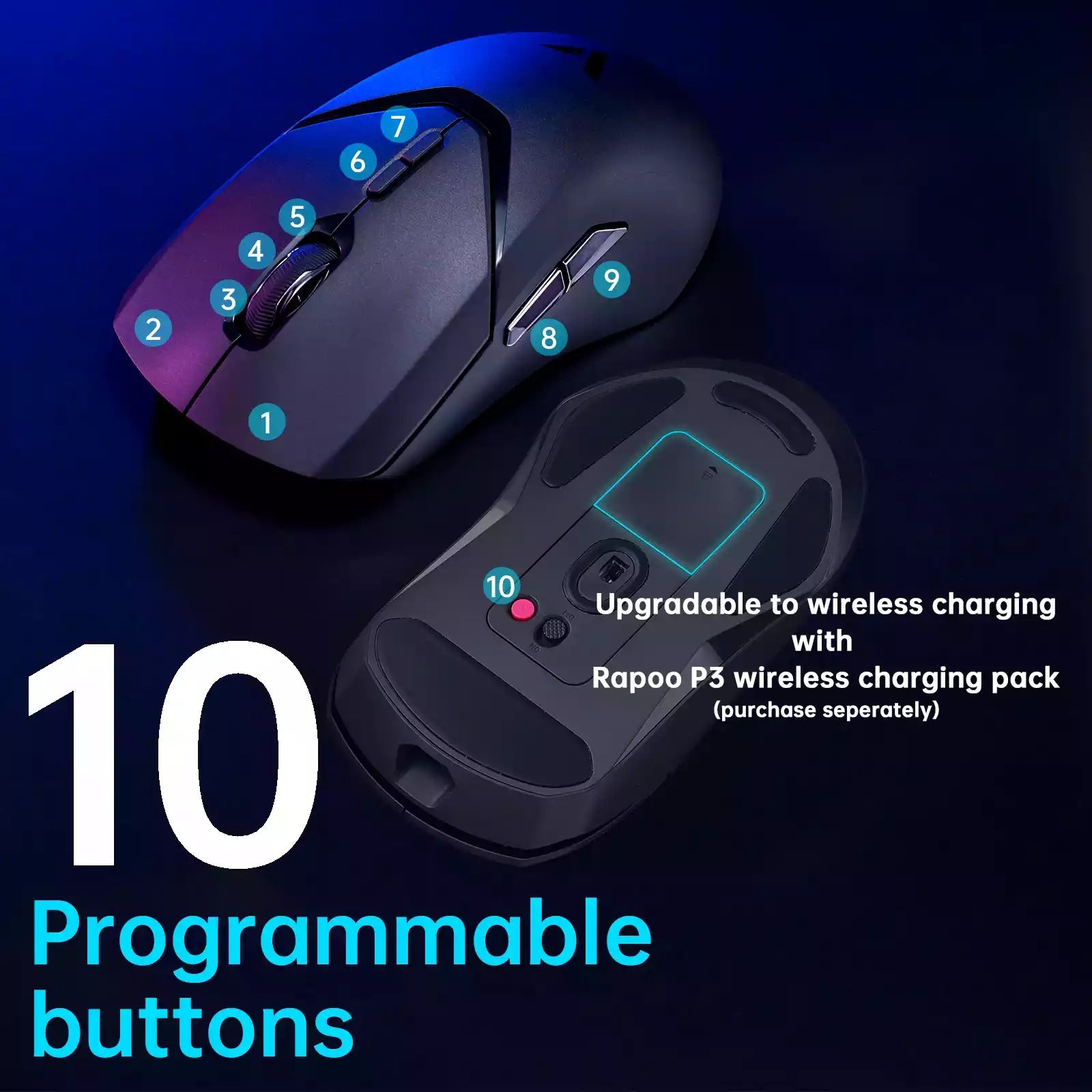 Buy Rapoo VT9 Pro 4k Wireless Gaming Mouse Black Purple Vmart in Pakistan