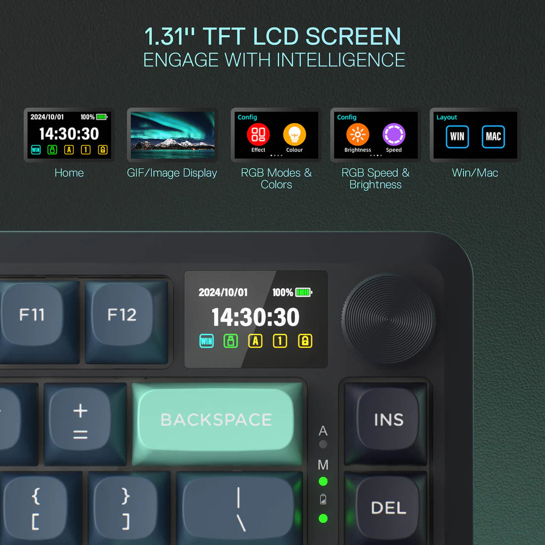 Buy Redragon Behemoth K724 Pro 75% Mechanical Keyboard Black & Green Vmart in Pakistan