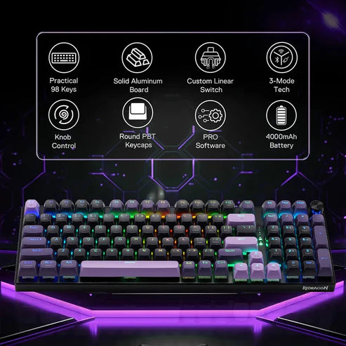 Buy Redragon K740 Dharma Pro Tri-mode Mechanical Keyboard with Mambo Switches from Vmart in Pakistan