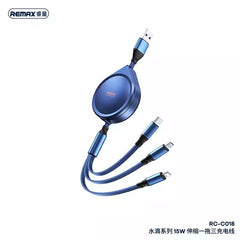 Buy Remax RC-C018 Drip Series 15W Retractable 3 in 1 Fast Charging Cable from Vmart in Pakistan