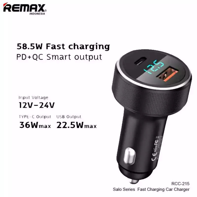 Buy Remax RCC215 Salo Series 58.5W PD+QC Fast Charging Car Charger from Vmart in Pakistan