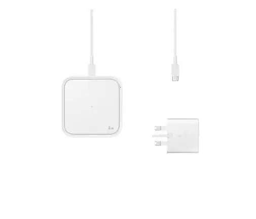 Buy Samsung 15W Super Fast Wireless Charger Pad With 25W Travel Adapter 3 pin White from Vmart in Pakistan