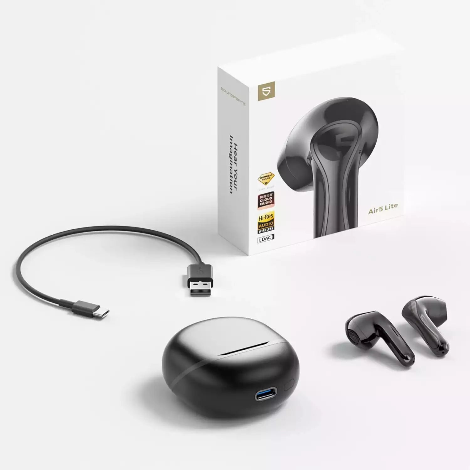 Buy Soundpeats Air5 Lite Semi-in-ear Wireless Earbuds with Hi-Res LDAC Audio Black from Vmart in Pakistan