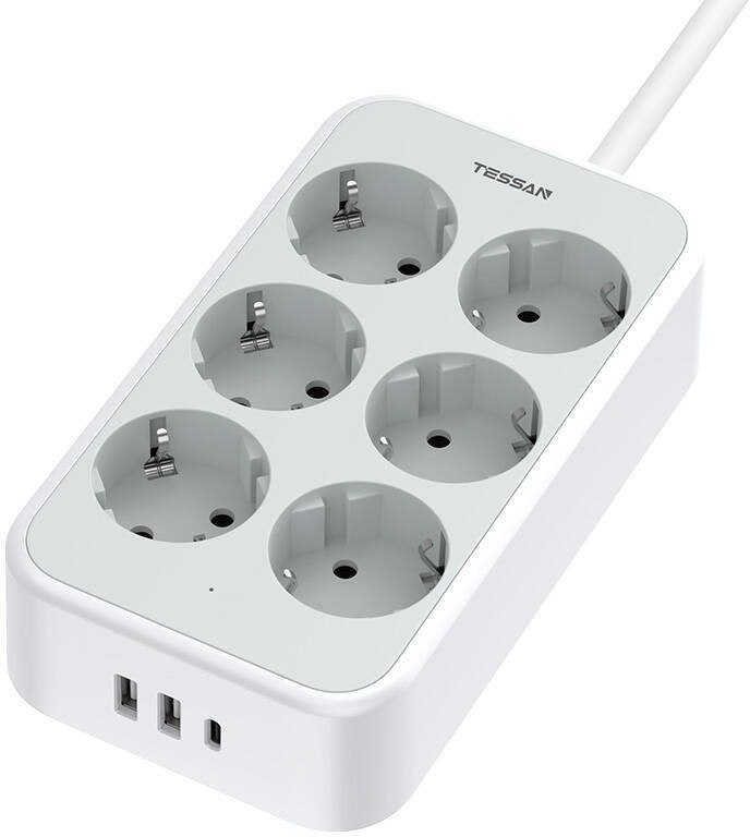 Buy Tessan TS-PS02DE00 Power Strip White from Vmart in Pakistan