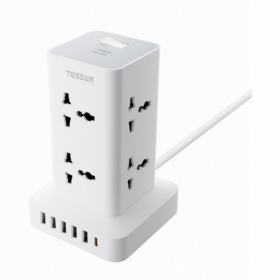 Buy Tessan TS-TPS01AL30 8 Universal + 5 USB + 1 Type-C Power Strip 5m from Vmart in Pakistan
