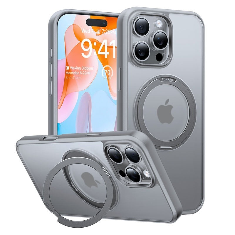Buy Torras Ostand Pro Series MagSafe Compatible Case for iPhone 16 Pro Max Titanium Grey from Vmart in Pakistan