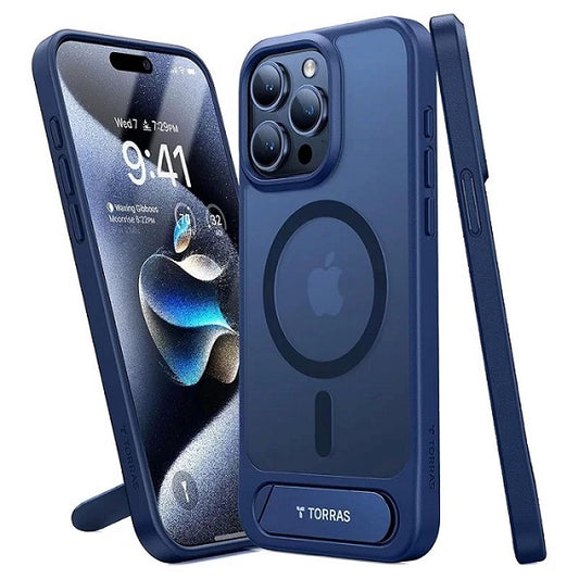 Buy Torras UPro Pstand Series Magsafe Compatible Phone Case for iPhone 15 Pro Max Navy Blue from Vmart in Pakistan