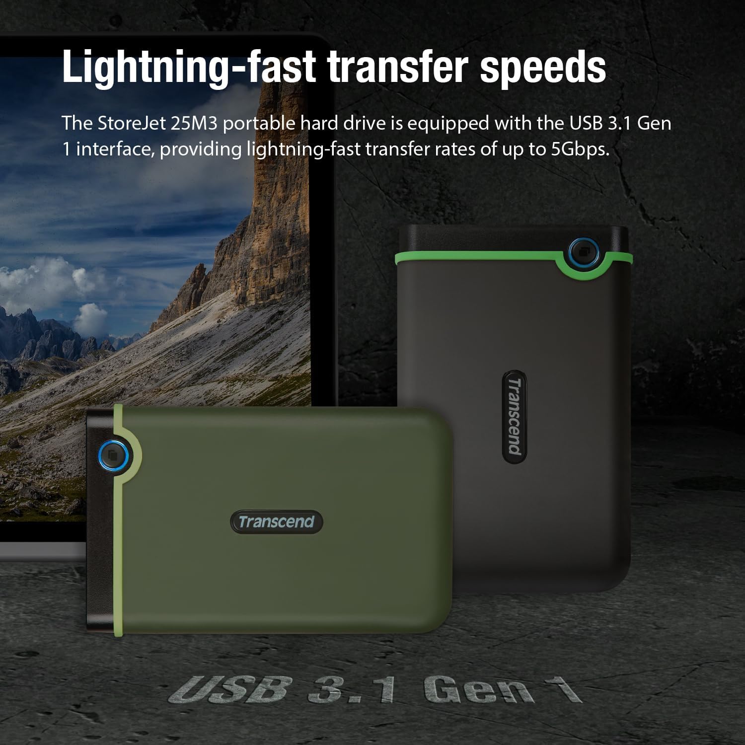 Transcend StoreJet 25M3G External Hard drive 2TB Military Green