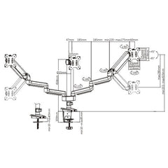 Buy Twisted Minds Premium Triple Monitors Aluminum Pole Mounted Gas Spring Monitor Arm from Vmart in Pakistan