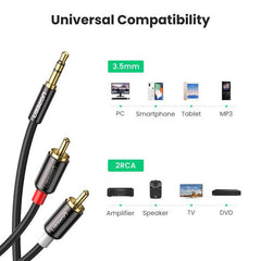 Buy Ugreen 10590 3.5mm to 2RCA Audio Splitter Cable 3m from Vmart in Pakistan