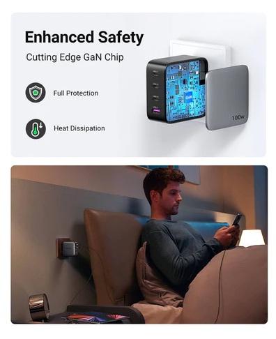 Buy Ugreen 40737 Nexode 100W USB C Wall Charger - 4 Ports from Vmart in Pakistan