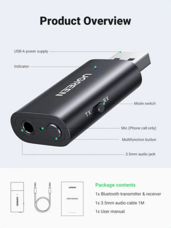 Buy Ugreen 60300 Bluetooth 5.1 Transmitter Receiver from Vmart in Pakistan