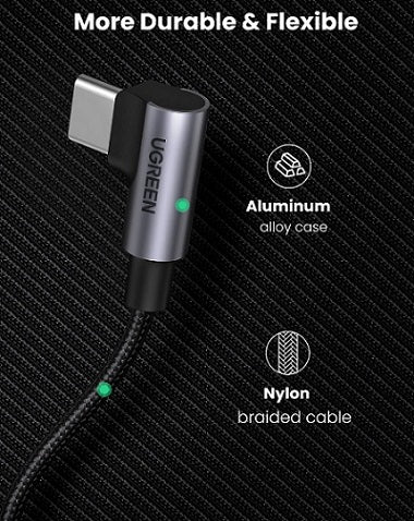 Buy Ugreen 70696 Right Angle 100W USB C to USB C Cable 1m from Vmart in Pakistan