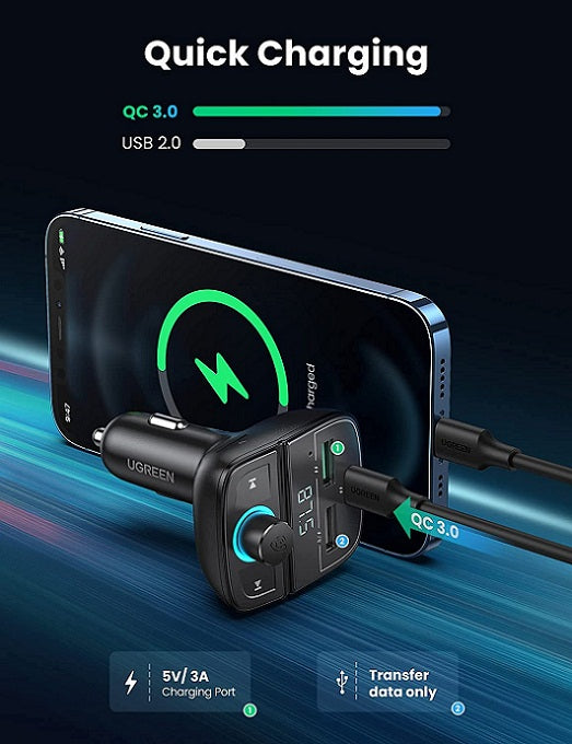 Buy Ugreen 80910 Bluetooth FM Transmitter Car Adaptor from Vmart in Pakistan