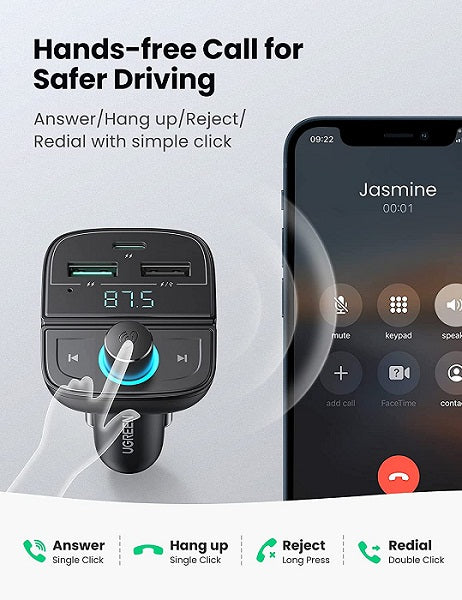 Buy Ugreen 80910 Bluetooth FM Transmitter Car Adaptor from Vmart in Pakistan