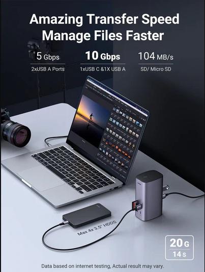 Buy Ugreen 90325 USB C Triple Display Docking Station (12-in-1) from Vmart in Pakistan