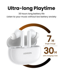 Ugreen 15158 WS200 HiTune T6 Hybrid Active Noise-Cancelling 30Hrs Earbuds White