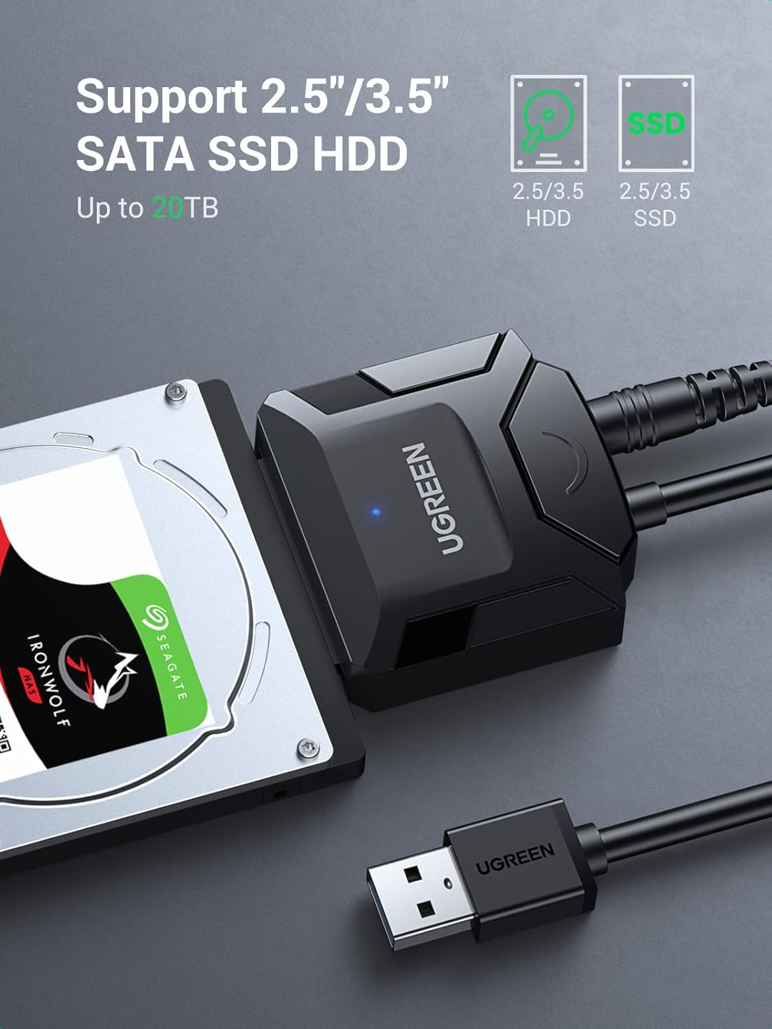 Buy Ugreen 20231 SATA to USB 3.0 Adapter Cable for 3.5 2.5" SSD/HDD from Vmart in Pakistan
