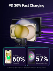 Buy Ugreen 25045 30W Type-C + USB Dual Port Car Charger from Vmart in Pakistan