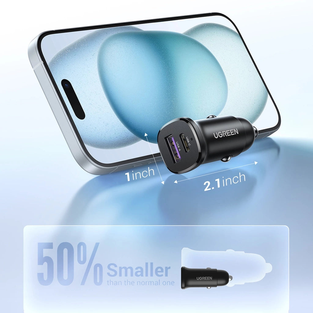 Buy Ugreen 25845 USB-C USB-A 30W Car Charger Black Vmart in Pakistan