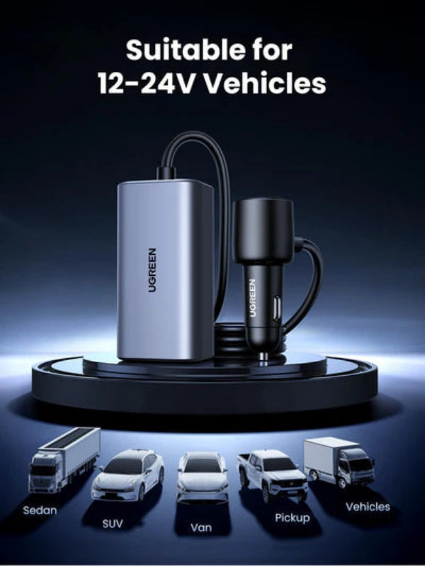 Buy Ugreen 35571 150W 4 Port GaN 3 x Type-C And 1 x USB A Port Car Charger Vmart in Pakistan