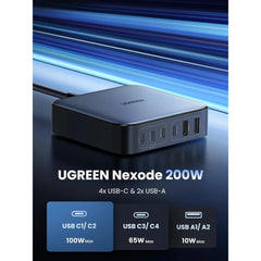 Ugreen 40905 200W 4C+2U GAN Charger