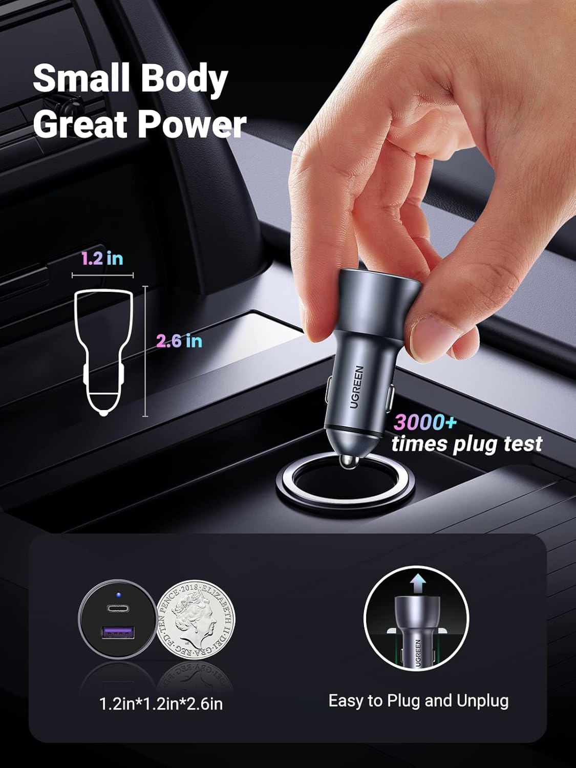Buy Ugreen 60980 52.5W USB C Car Charger from Vmart in Pakistan