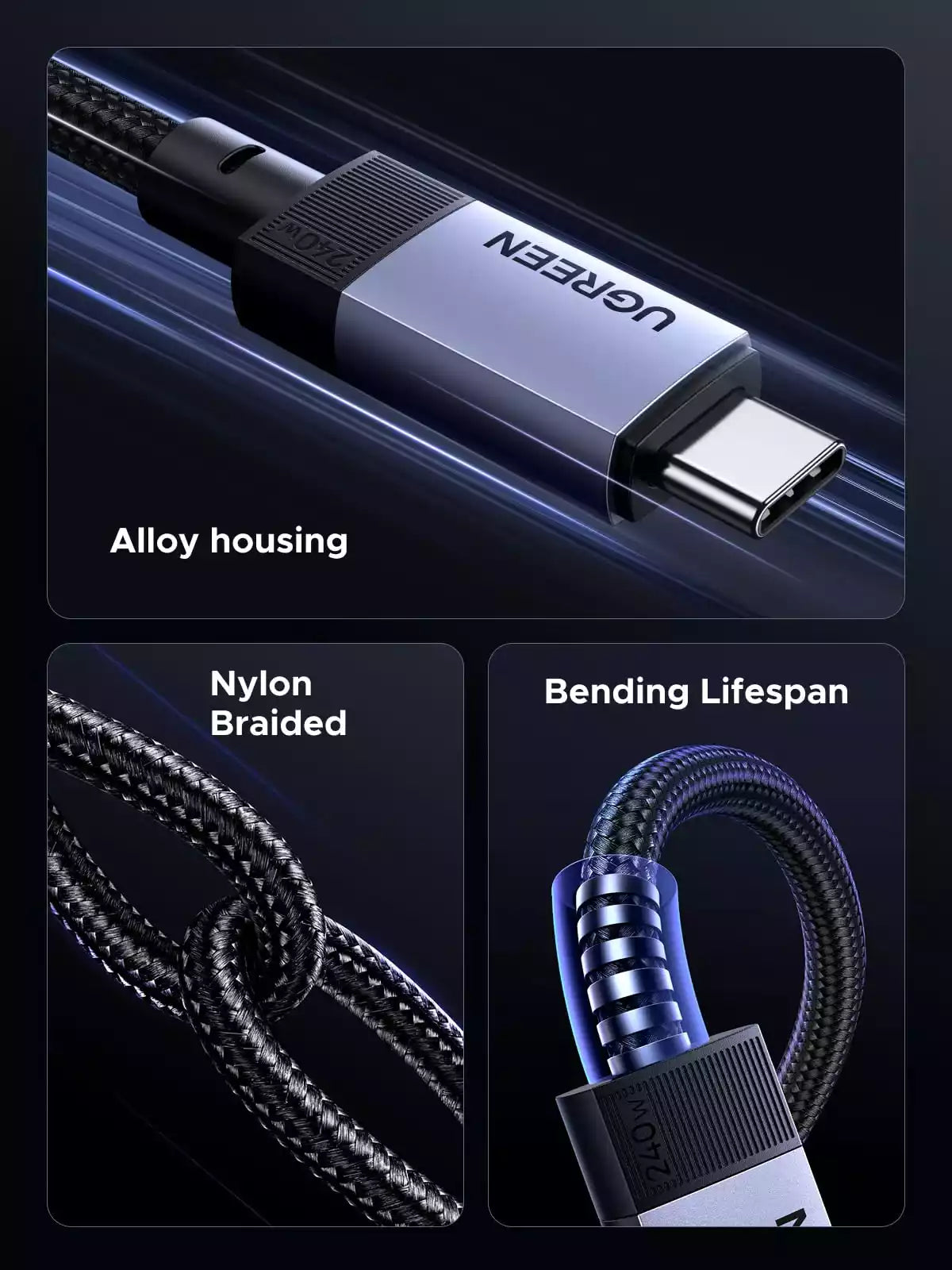 Buy Ugreen 65175 USB-C Cable (240W 40Gbps 8K@60Hz) 1m from Vmart in Pakistan