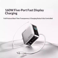 Buy Ugreen 65635 160W Digital Display Wall Charger With Cable (4 Type C + 1 USB) Vmart in Pakistan