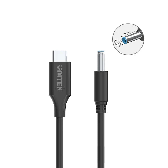 Buy Unitek C14117BK 65W USB C to DC Charging Cable DC Jack 4.5 x 3.0 mm for HP Laptops 1.8m from Vmart in Pakistan
