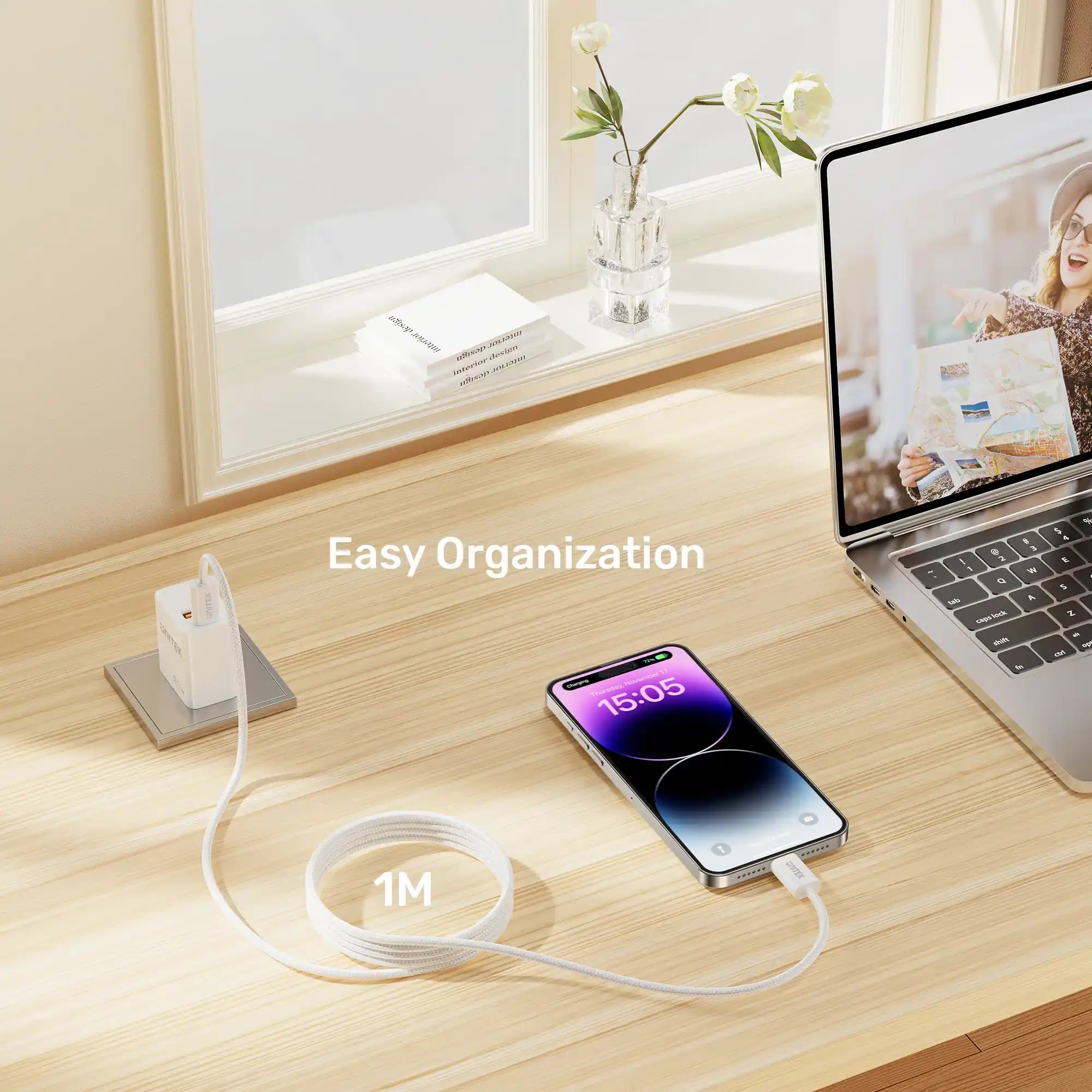 Buy Unitek C14141AWH01 100W Magnetic USB-C Cable Cream Latte 1m Vmart in Pakistan