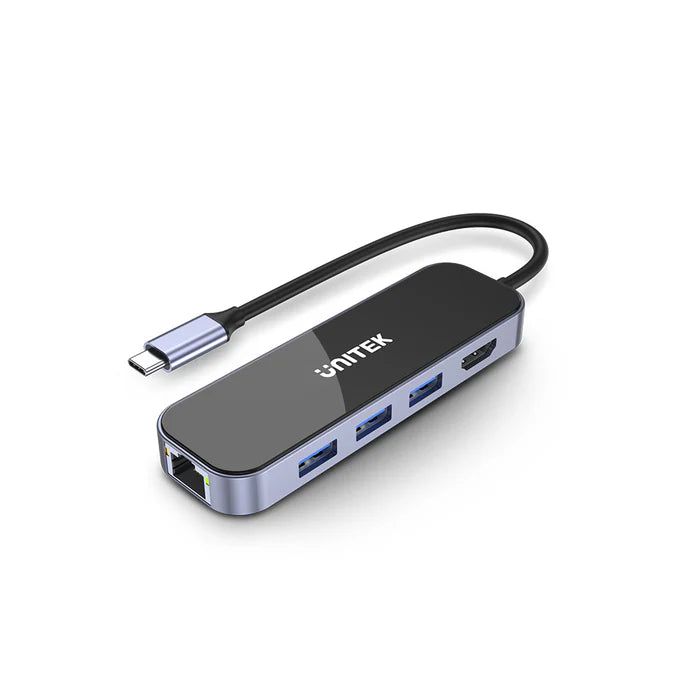 Buy Unitek D1084A uHUB H6 Gloss 6-in-1 USB-C Ethernet Hub With HDMI and 100W Power Delivery from Vmart in Pakistan