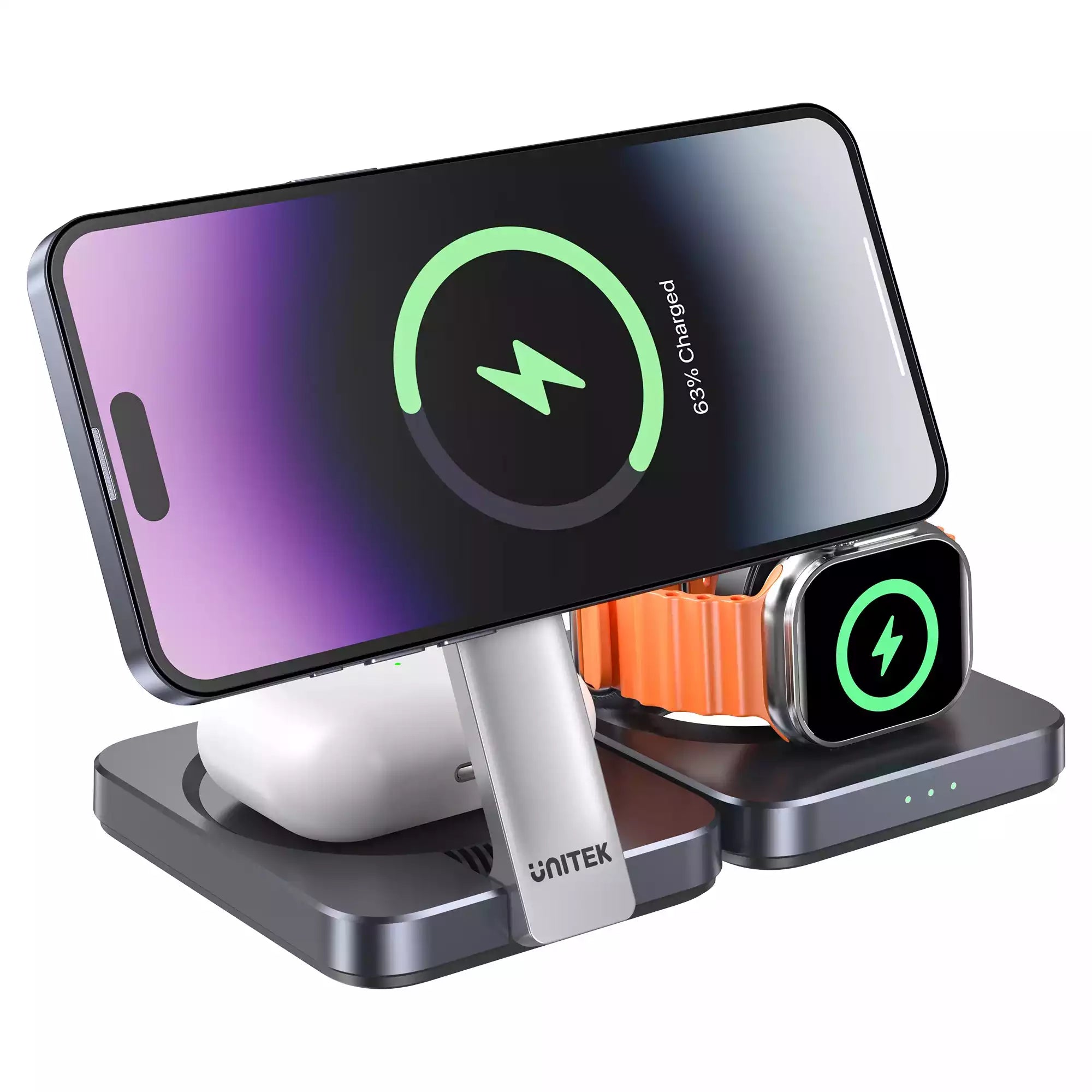 Buy Unitek P1300AGY01 Qi2 Foldable 3-in-1 Charging Station from Vmart in Pakistan