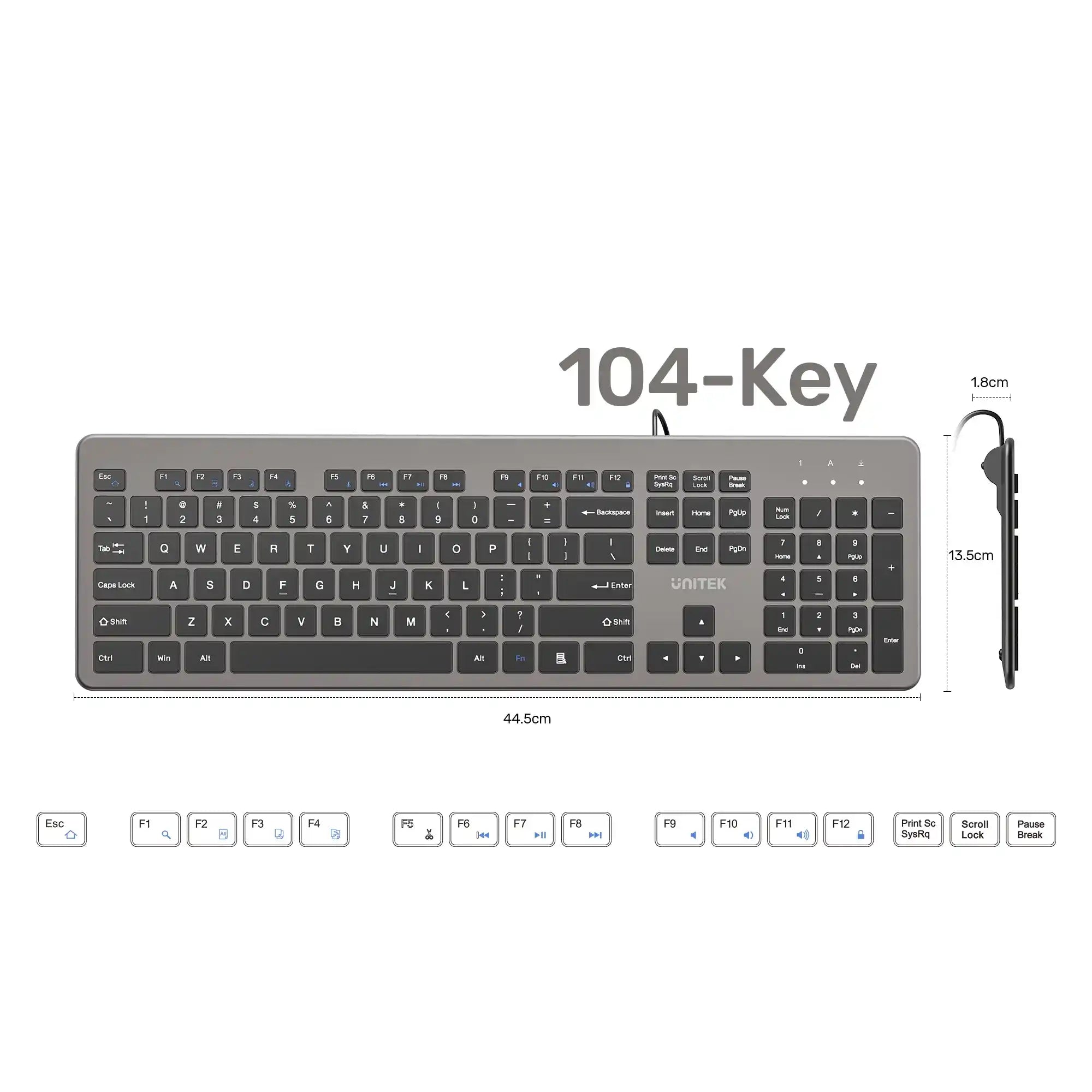 Buy Unitek T052AGY01-US SlimTap Ultra Light Wired Keyboard with 104 keys Vmart in Pakistan