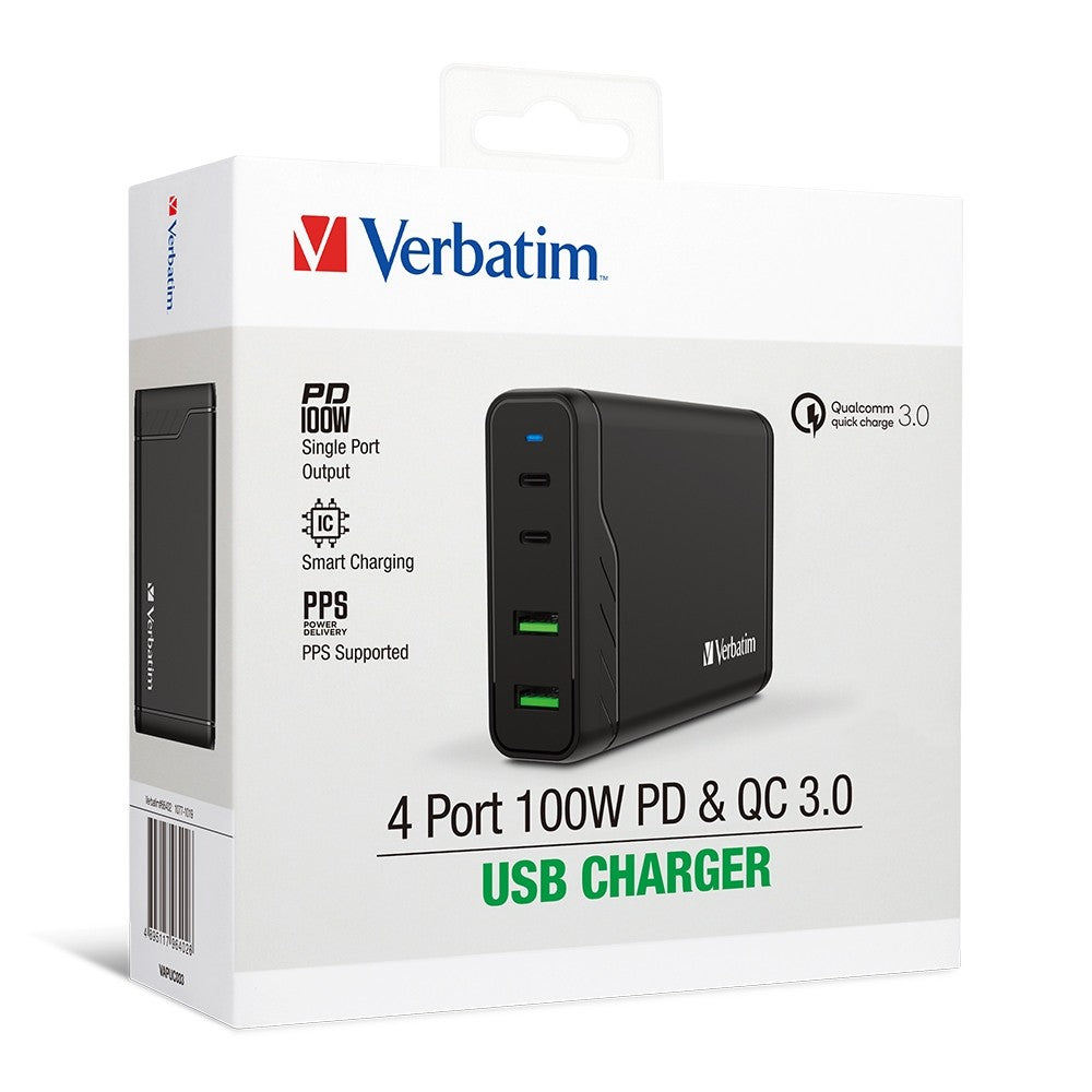 Buy Verbatim 66402 4 Port 100W PD & QC 3.0 USB Charger from Vmart in Pakistan
