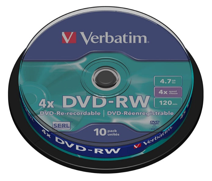 Buy Verbatim 43552 DVD-RW 4.7Gb 4x Spindle 10pk from Vmart in Pakistan