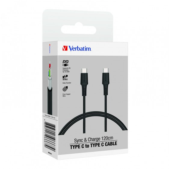 Buy Verbatim 66667 Type C to Type C Sync & Charge Cable (120cm) from Vmart in Pakistan
