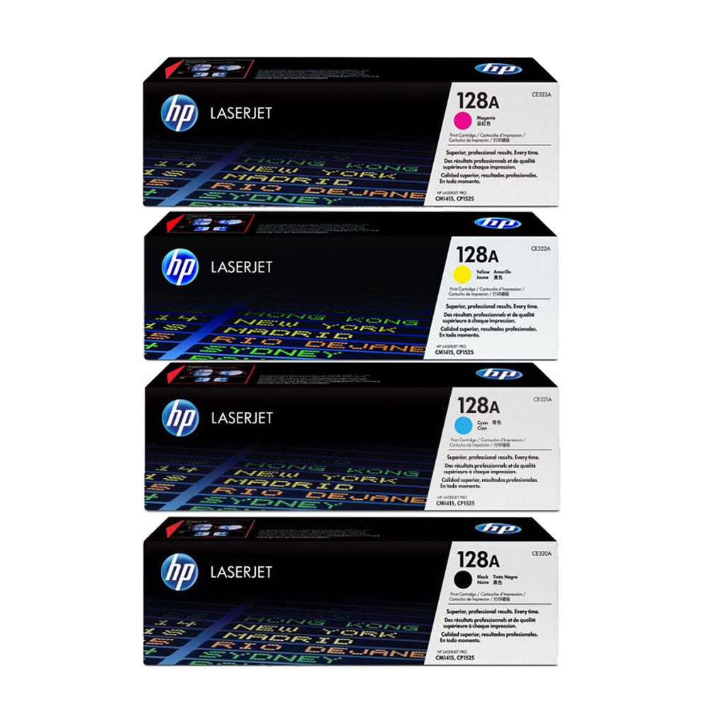 Buy HP 128A 4 Color Black/Cyan/Magenta/Yellow Original Toner Cartridge Set from Vmart in Pakistan